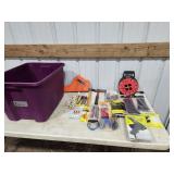 tote, zip ties, glue gun, misc