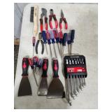 wrenches, scrapers, pliers