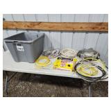 tote and partial copper wire rolls