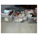 3 totes, lids, Christmas decor