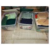 3 totes and material