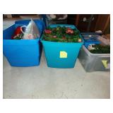 3 totes and Christmas decor