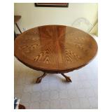 oak pedestal table,  24" leaf