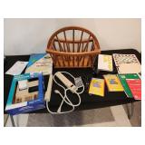 adding machine, mag rack, misc