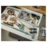 hitch, lights, plastic pieces, misc
