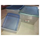 3 empty totes, lids