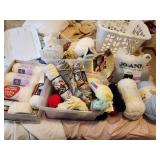 yarn in totes and basket