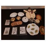 coasters, plates, snowman
