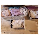 3 totes, lids, material