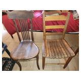 two wood chairs