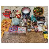 tins, toys, baskets