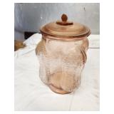 Pink Planters Peanuts four corners jar & lid