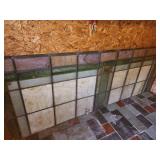 2 large stained glass panels, with extra pieces