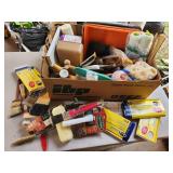 painting supplies, brushes, rollers, pans