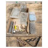 nails, pipe fittings, shelf brackets