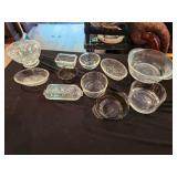 butter dish & various glass pieces