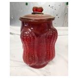 Vtg Red Planters Peanuts four corners jar & lid