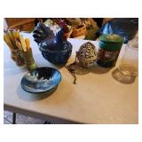 chicken container, cups, misc