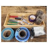 tape, nails, tools