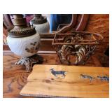 lamp, deer and wolf decor
