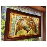chicken stained glass window (framed)