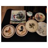 chicken themed plates, decor