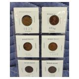 6 old wheat pennies