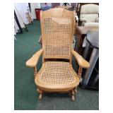 Antique solid wood cane glider rocker chair