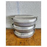 3 Vintage US Army Mess Kit, Dated 1945, E.A.  Co.