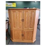 Amish built Oak Corner armoire media cabinet