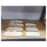7 ceramic corn cob ear holders/trays