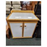 Cottage style tile top 2-door rolling kitchen cart