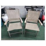 2 METAL FRAME MESH FOLDING PATIO CHAIRS