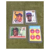 4 BASEBALL CARDS (REPRINTS) - HENRY AARON, ERNIE