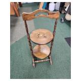 Vintage solid wood 3-tier folding side table