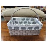 Elephant themed lined woven decorative basket