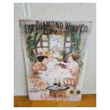 The Diamond Wine Co. Champagne tin sign, 12x17