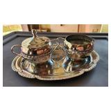Vintage silver plated sugar creamer serving set Vintage silver plated sugar creamer serving set