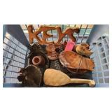 Basket of miscellaneous wood decor Basket of miscellaneous wood decor