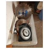 Sterlite storage tote of assorted circular saw, Sterlite storage tote of assorted circular saw,