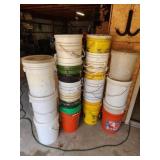 Large assortment 5 gallon plastic buckets, must Large assortment 5 gallon plastic buckets, must