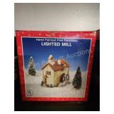 Hand-painted Pine porcelain lighted Mill Hand-painted Pine porcelain lighted Mill