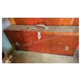 Custom built wooden tool storage box with contents Custom built wooden tool storage box with contents