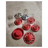 Assortment chicken feeders and waterers Assortment chicken feeders and waterers