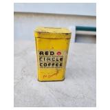 Vintage red circle coffee tin coin Bank Vintage red circle coffee tin coin Bank