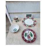 Service for 4 Marketplace folk art Santa dishes Service for 4 Marketplace folk art Santa dishes