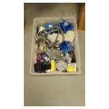Sterlite storage tote of assorted electrical Sterlite storage tote of assorted electrical