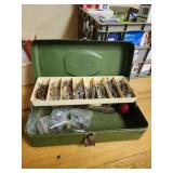 Vintage Victor metal tackle box with contents Vintage Victor metal tackle box with contents