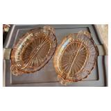 2 vintage pink depression glass serving trays 2 vintage pink depression glass serving trays