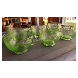 6 vintage green depression glass tea cups 6 vintage green depression glass tea cups